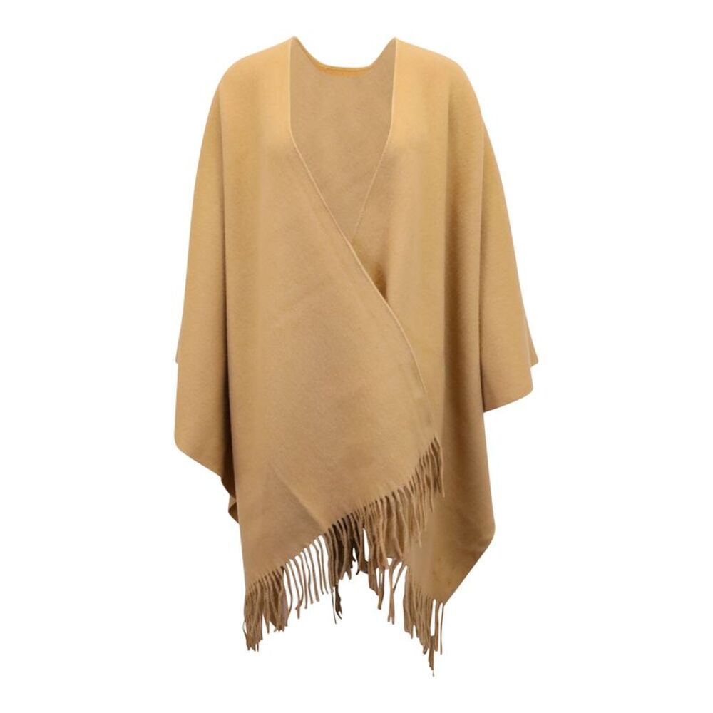 Acne Studios Fringed Poncho in Brown Wool